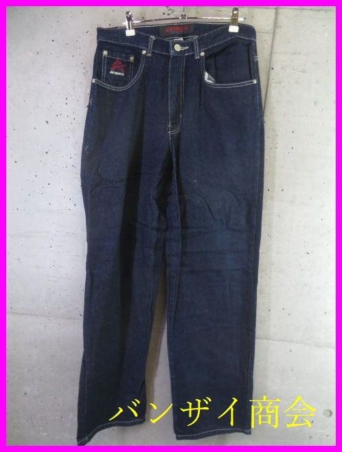 5201b19◆良品です◆82cm◆AVIREX アヴィレックス 刺繍 デニムジーンズ W32/パンツ/ジーパン/フライトジャケット/MA-1/コート/N-3B/N-2B拍卖