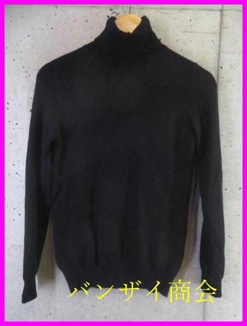 5201b16◆良品◆カシミヤ100%◆UNIQLO ユニクロ タートルネック カシミヤニットセーター M/ブラック黒/カーディガン/アンサンブル/ベスト/拍卖