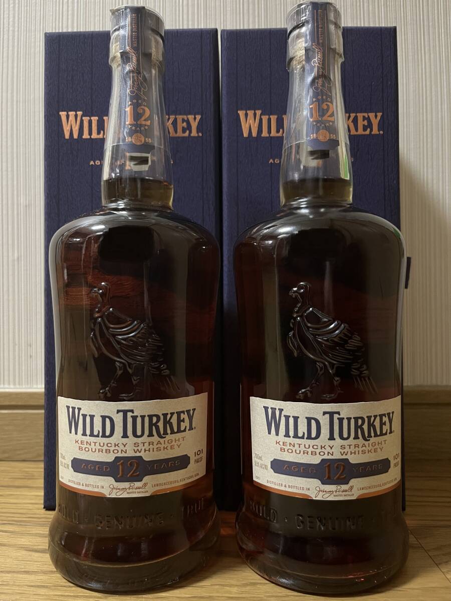 終売品【ワイルドターキー 12年 2本セット・化粧箱付き】WILD TURKEY 12yo・バーボン ウイスキー・50.5%・700ml拍卖