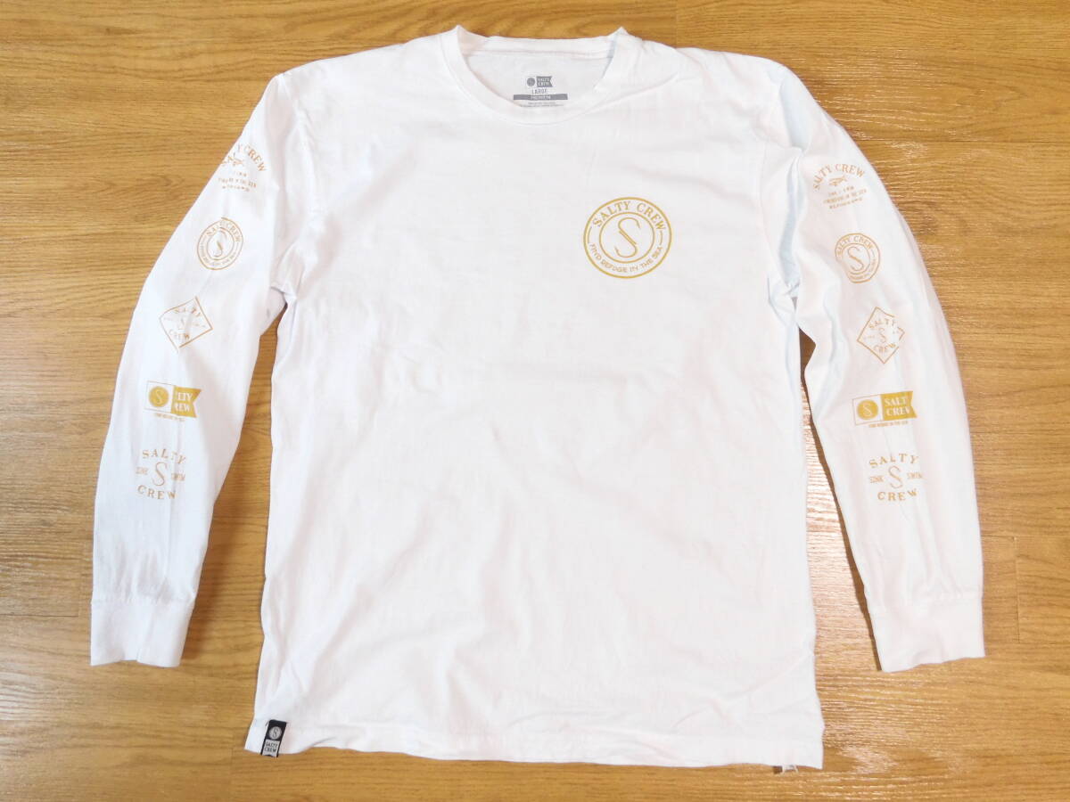 RT1■SALTY CREW 長袖 Tシャツ (L) 白 袖プリント入り拍卖