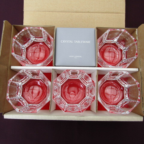 【埼玉発】【未使用品】HOYA ホヤ ホヤクリスタル CRYSTAL TABLEWARE 6個セット クリスタルガラス ガラス小鉢 多角形カット★7-1001-3 拍卖