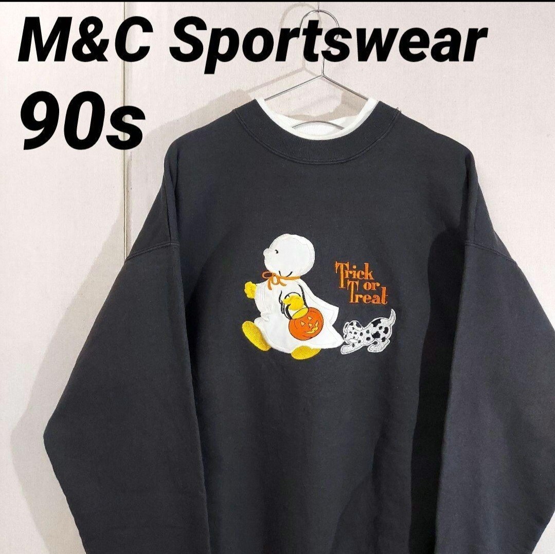 US古着 M&C Sportswear スウェットトレーナー ハロウィン 90s 黒拍卖