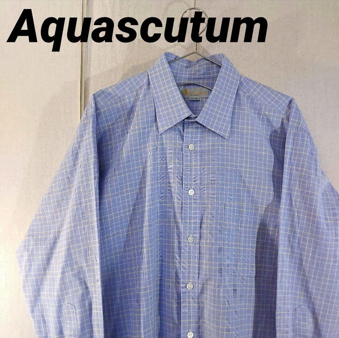古着 アクアスキュータム 長袖チェックシャツ レギュラーカラー Aquascutum拍卖