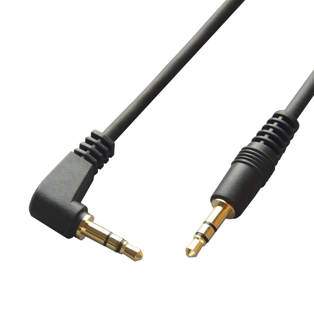 3.5mm ステレオミニプラグケーブル 5m(L型-ストレート オス-オス) オーディオケーブル 5m ブラック VM-4077 爆買拍卖