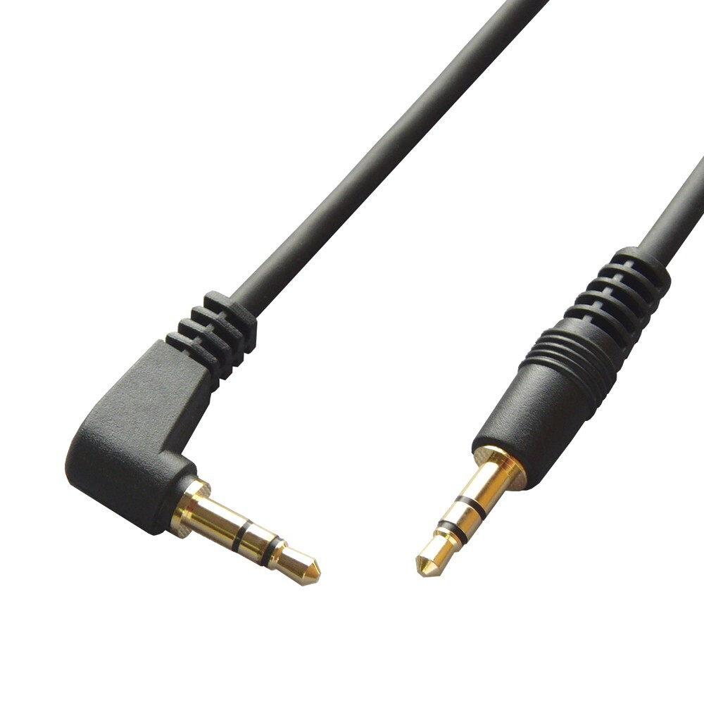φ3.5mm ステレオミニプラグケーブル 2m(L型-ストレート オス-オス) オーディオケーブル 2m ブラック VM-4071 爆買拍卖