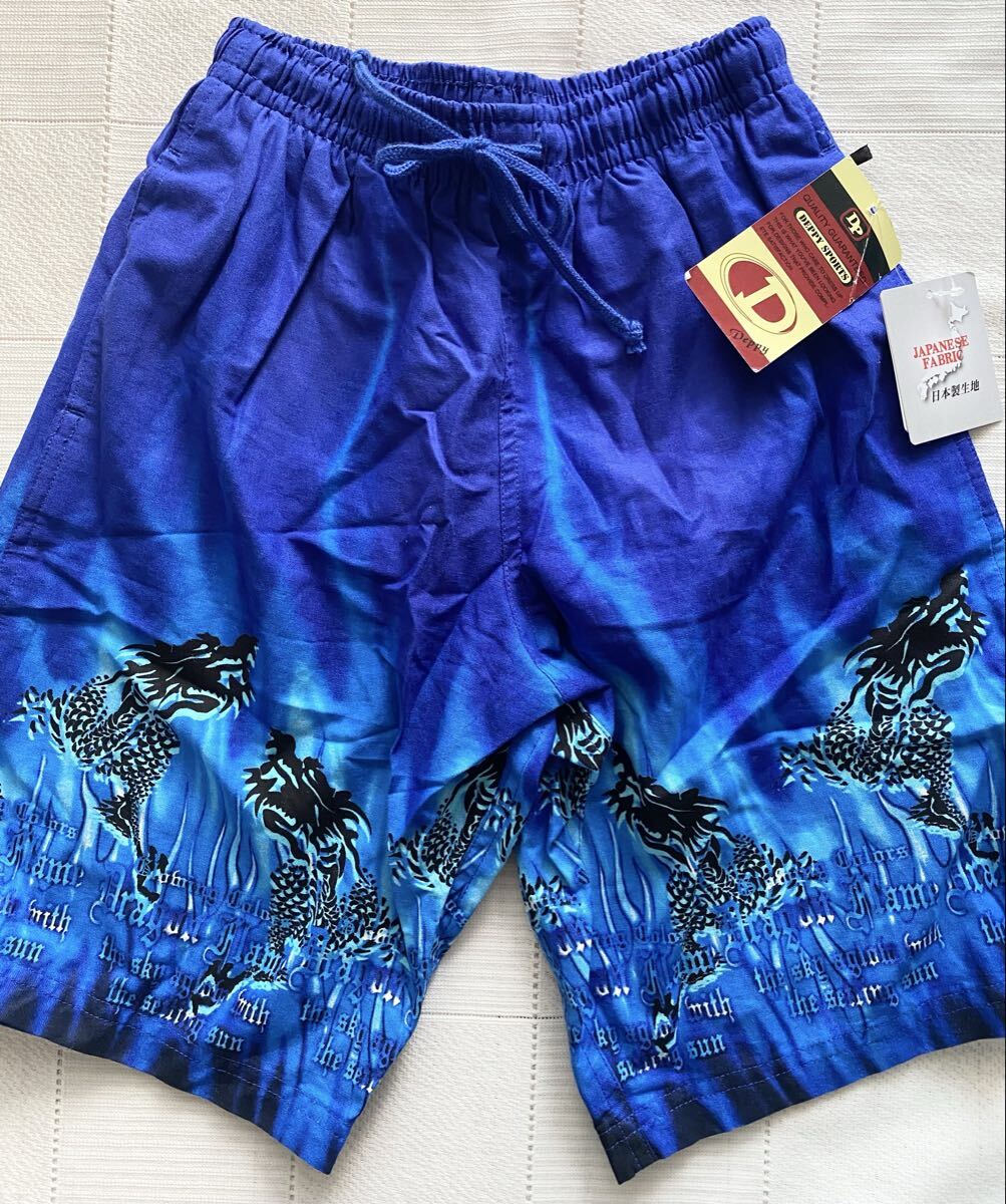 新品160 水着 日本製生地使用 ドラゴン インナーパンツ付き 青 男の子用 即決拍卖