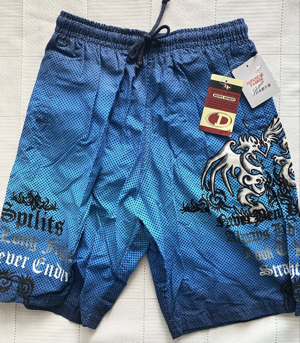 新品160 水着 日本製生地使用 インナーパンツ付き ドット柄 青 男の子用 即決拍卖