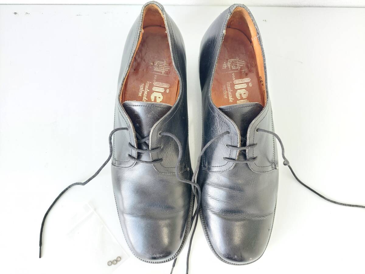 Van Lier 表記7.5 ⌒◆ ⌒ヴァンライアー◆ビンテージレザーシューズ◆本革/ブラック/プレーントゥ/外羽根/26cm/オランダ製◆匿名配送拍卖