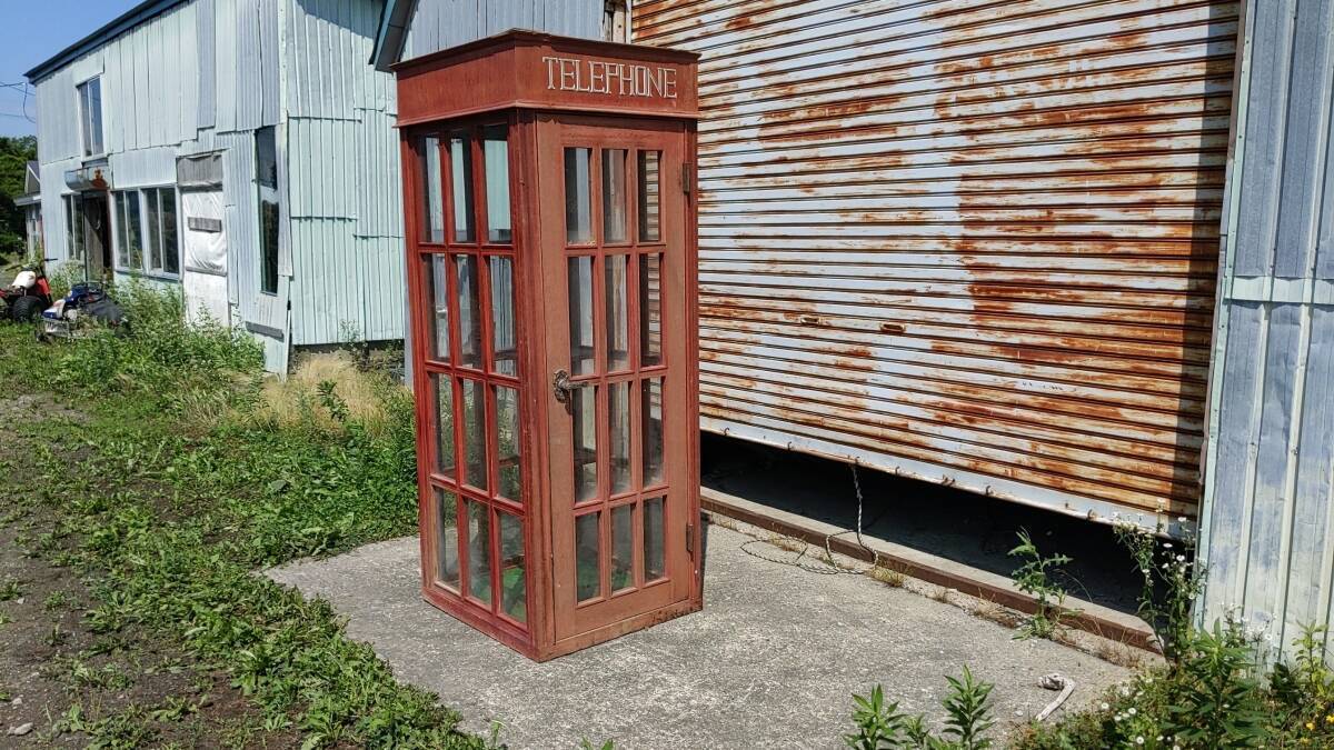 UK? 赤 電話ボックス ロンドン イギリス 公衆電話ボックス レトロ ビンテージ 木製 什器 店舗拍卖
