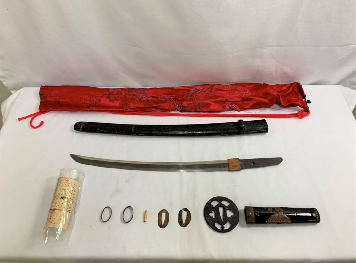 ▽日本刀 無銘 わきざし 38.6cm 反り1.4cm 長野県第58578号▽003161拍卖