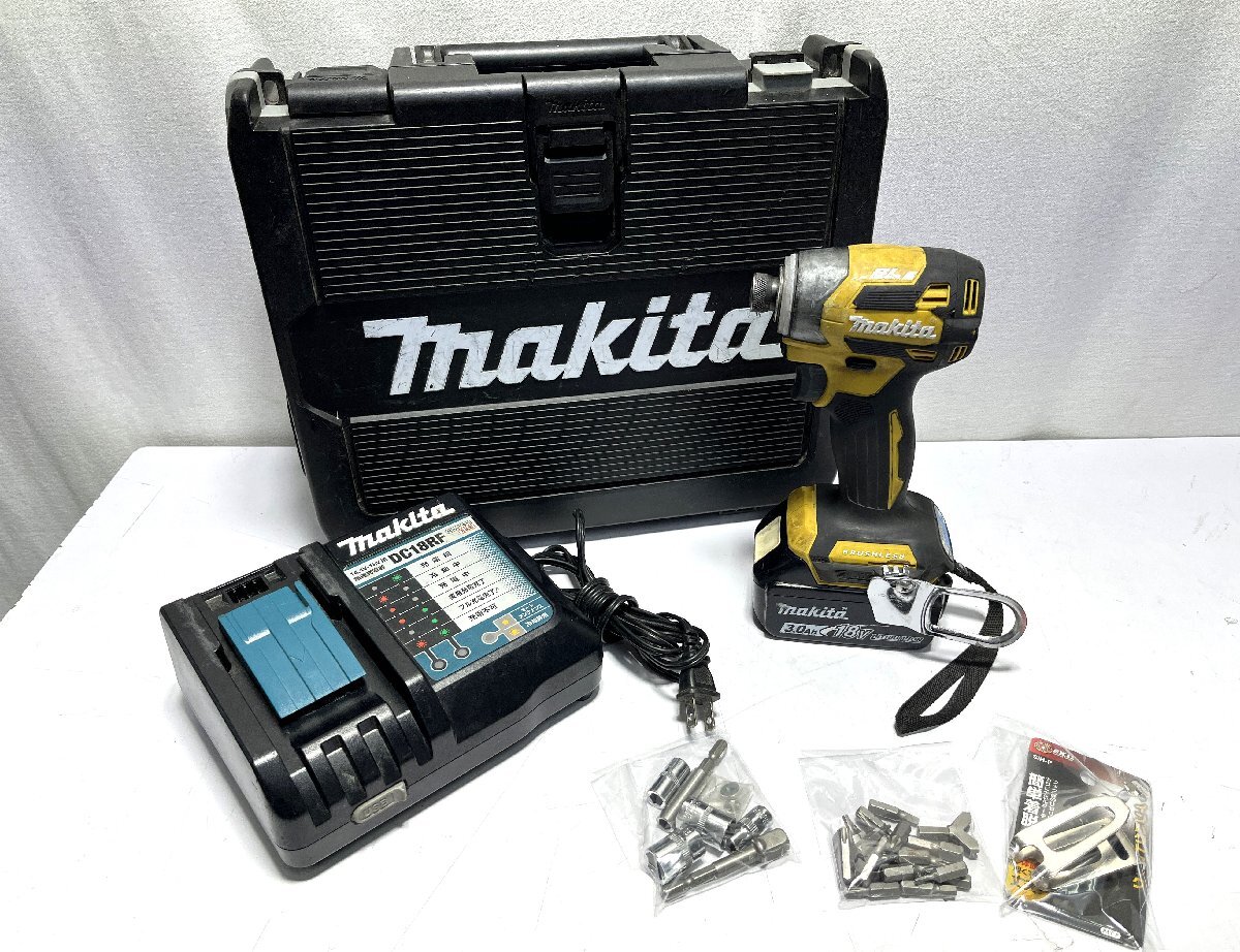 ▽makita マキタ 充電式インパクトドライバ TD173D 18V バッテリ1個 充電器付 中古▽012666拍卖