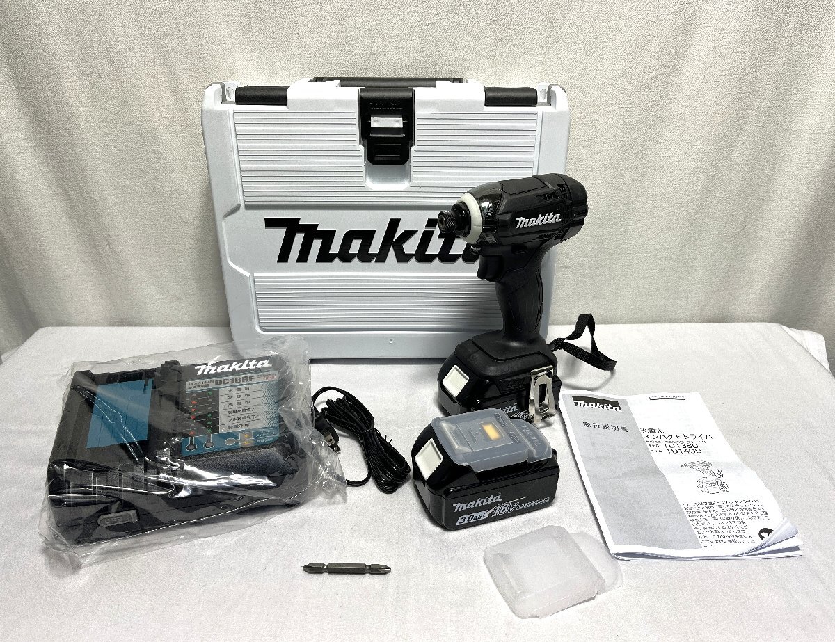 ▽makita マキタ 充電式インパクトドライバ 18V 3.0Ah バッテリ×2個 充電器 TD149DRFXB 未使用▽013381拍卖