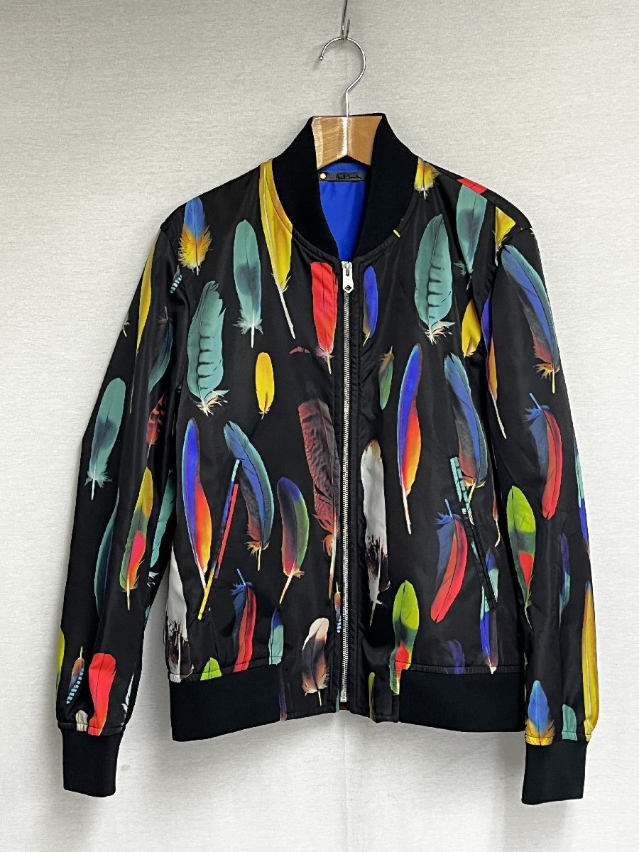▽PaulSmith ポールスミス ブルゾン フェザー柄 ナイロン サイズ:M カラー:ブラック 中古▽013194拍卖
