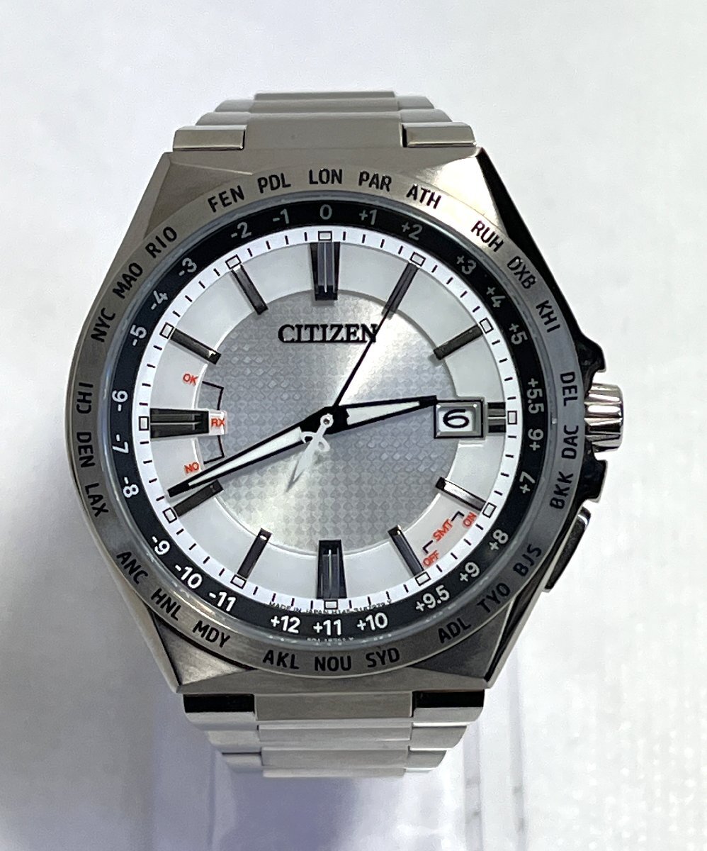 ▽CITIZEN シチズン アテッサ アクトライン CB0210-54A エコ・ドライブ電波時計 デイト 2025/04/06現在動作中 中古・現状品▽012936拍卖