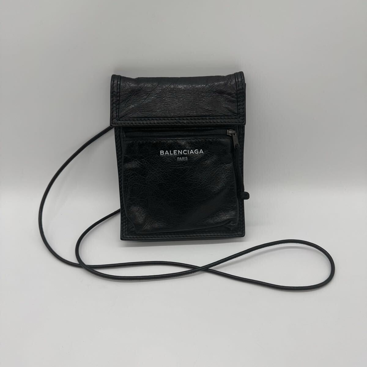 【1円スタート】美品 BALENCIAGA バレンシアガ ラムスキン エクスプローラー ポシェット レザー ポーチ スマホショルダー拍卖