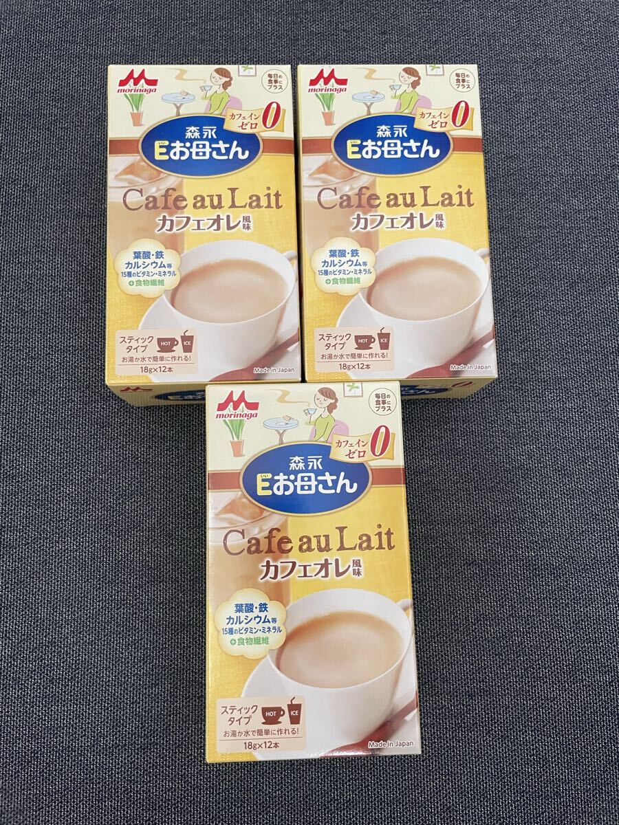 3箱セット 森永乳業 Eお母さん カフェオレ風味 12本入り カフェインゼロ 飲料 E 妊娠 授乳 葉酸 ビタミン 栄養補助 鉄拍卖