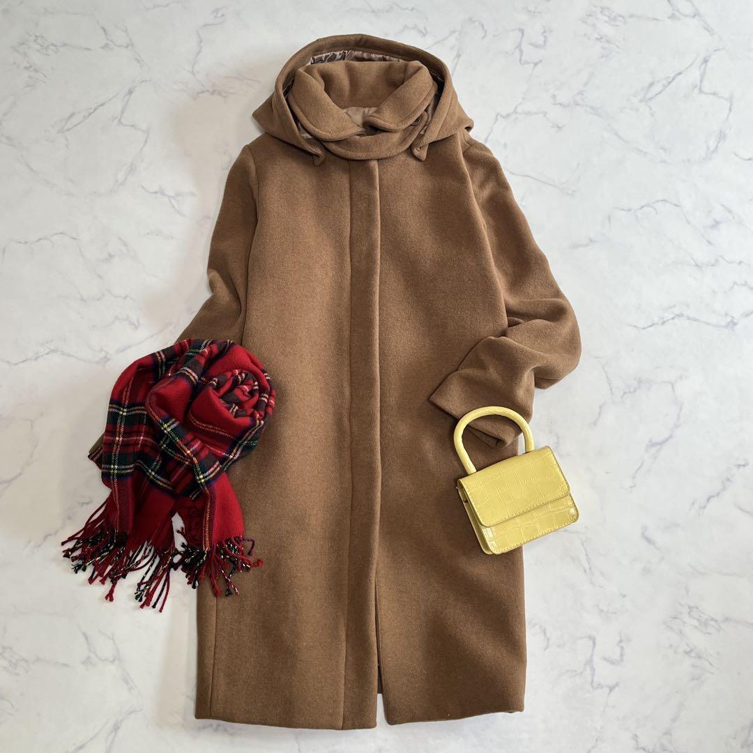 新品タグ付★URBAN RESEARCH DOORS★アーバンリサーチドアーズ★2WAYフードショールカラー/ロングコートウールコート/ダブルジップ F拍卖