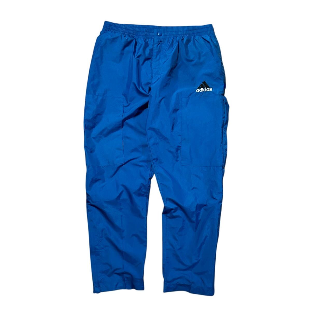 00’s adidas アディダス ナイロンパンツ Lサイズ ブルー 青 トラックパンツ イージーパンツ パフォーマンスロゴ 刺繍 メッシュ拍卖