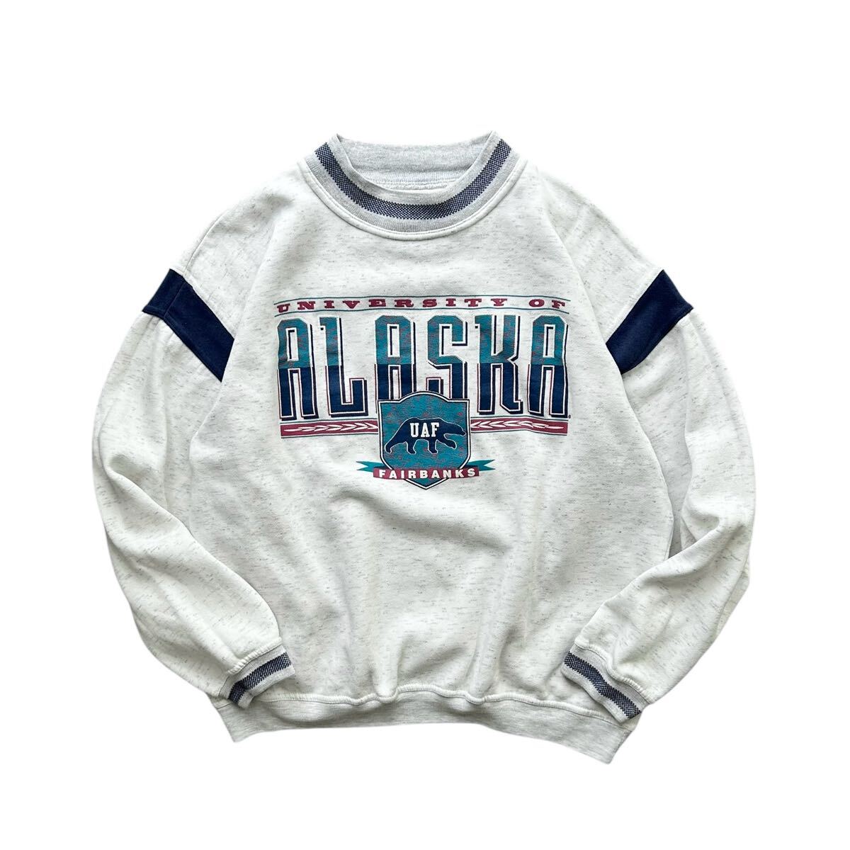 90’s GEAR FOR SPORTS スウェット Lサイズ アッシュグレー カレッジプリント アラスカ アメリカ アニマル ヴィンテージ トレーナー拍卖