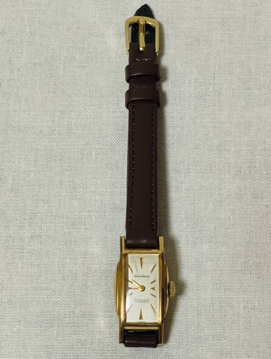 セイコーソーラー レディース 手巻きS字竜頭 ビンテージ品 オーバーホールメンテナンス済 ベルト交換済稼働品 超美品拍卖