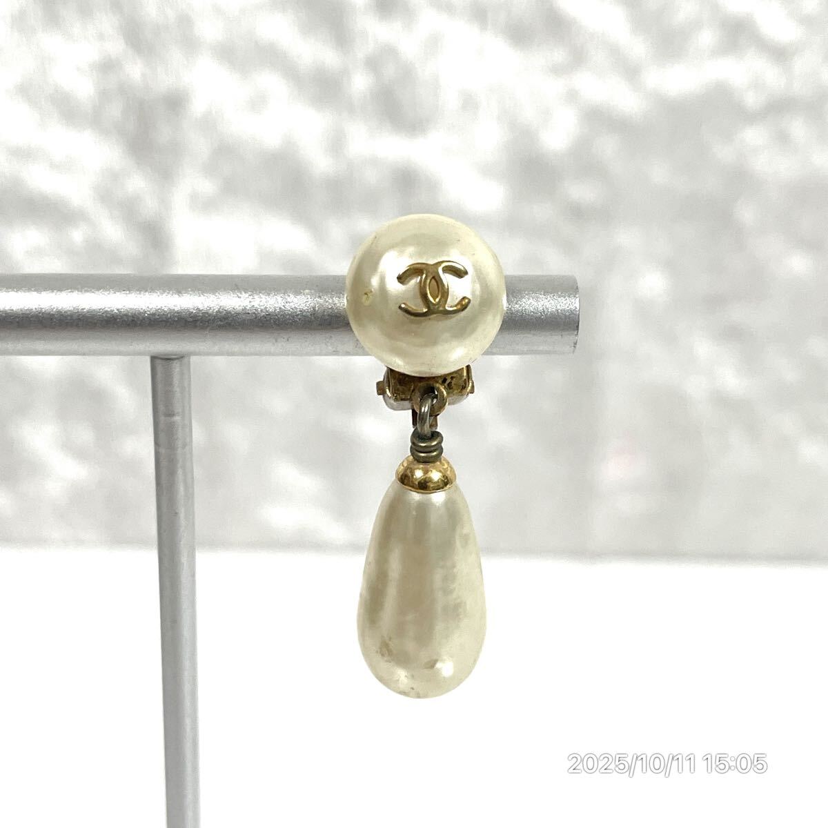 vintage 96A CHANEL シャネル COCO ココマーク パール調 雫 片耳 イヤリング ピアス アクセサリー 装飾品 ファッション 小物拍卖