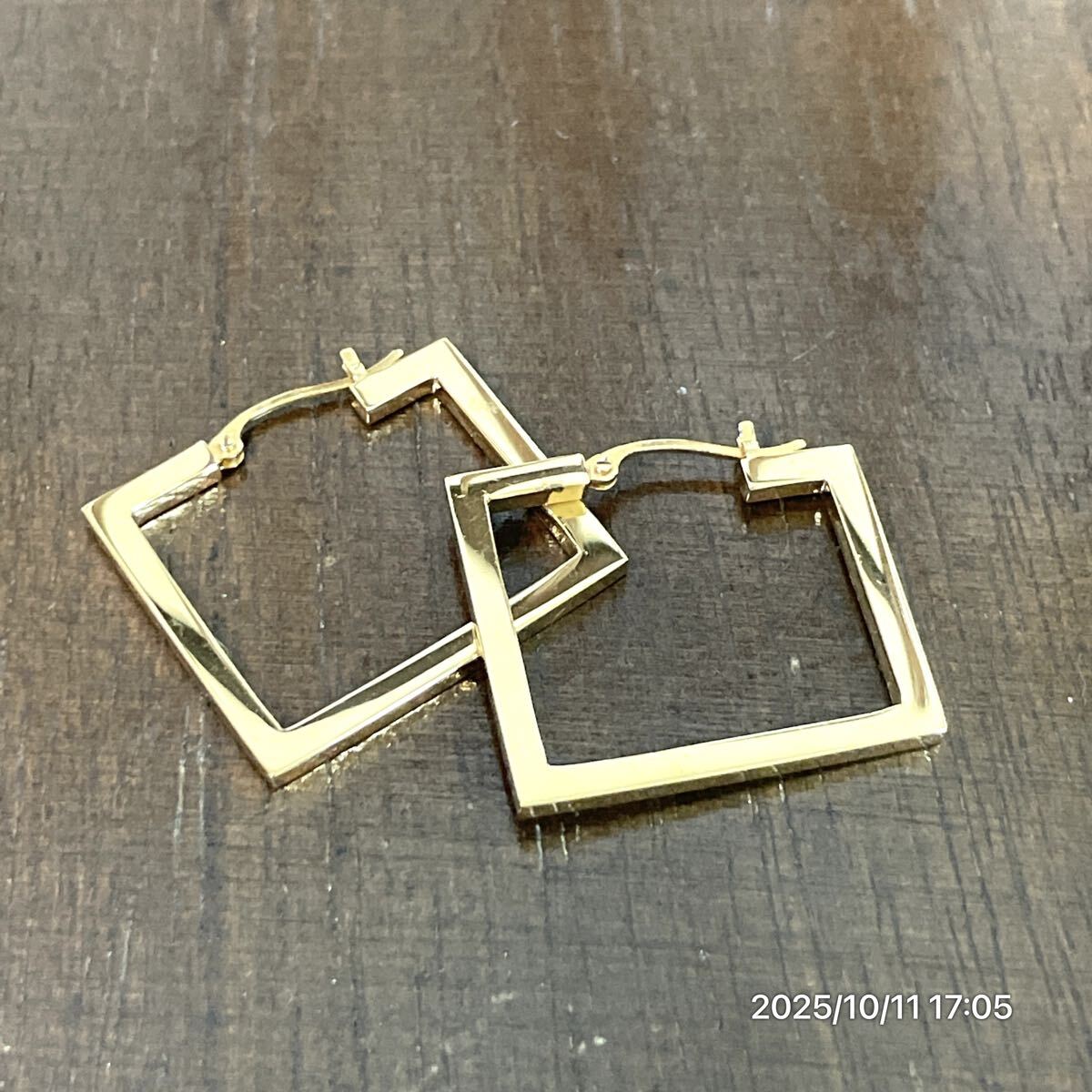 美品 SILVER925 ポスト部分 K18 18金 ete エテ スクエア調 シンプル ピアス イヤリング アクセサリー 装飾品拍卖