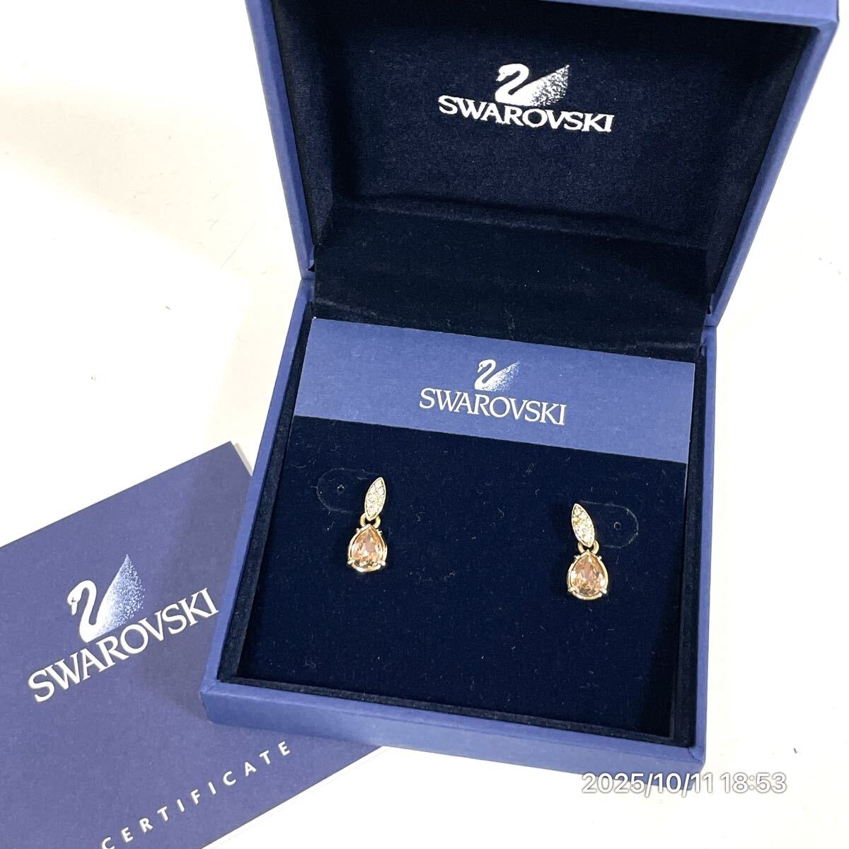 SWAROVSKI スワロフスキー 雫モチーフ ドロップ クリスタル ラインストーン イヤリング ピアス アクセサリー 箱付き拍卖