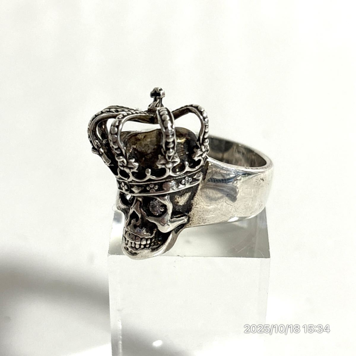 1000円〜 SILVER925 SV925 JUSTIN DAVIS ジャスティン デイビス スカル 髑髏 クラウン 王冠 色石 ダイヤ? リング 指輪 アクセサリー 拍卖