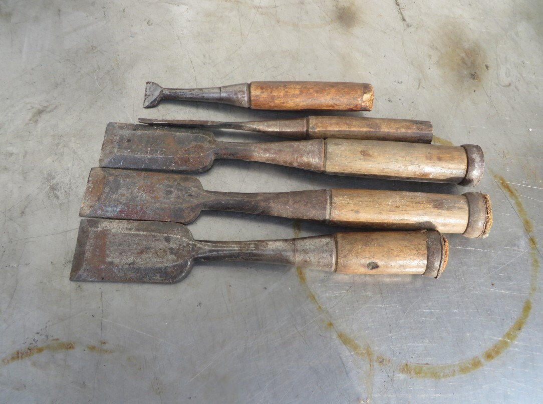 X-730■ノミ 鑿 大工道具 5本セット 中古 現状渡し 拍卖