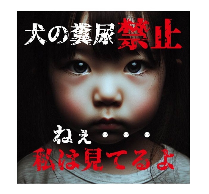 9cm×9cm 犬の糞尿禁止 ホラー風 リアル 子供 見てるぞ 注意 警告 表示 案内 店舗 施設 ピクトサイン ステッカー シール 送料無料拍卖