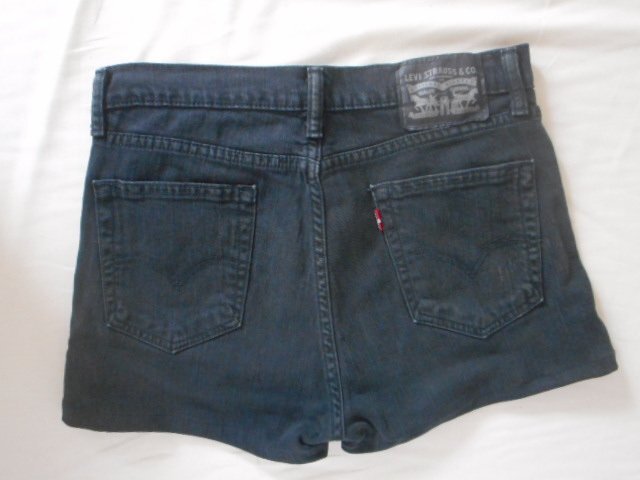 【全国送料無料】USED 中古、古着、LEVI'S リーバイス、デニム半ズボン、股下5cm、 W32、ブラック、黒、メンズ、160-170cm、②拍卖