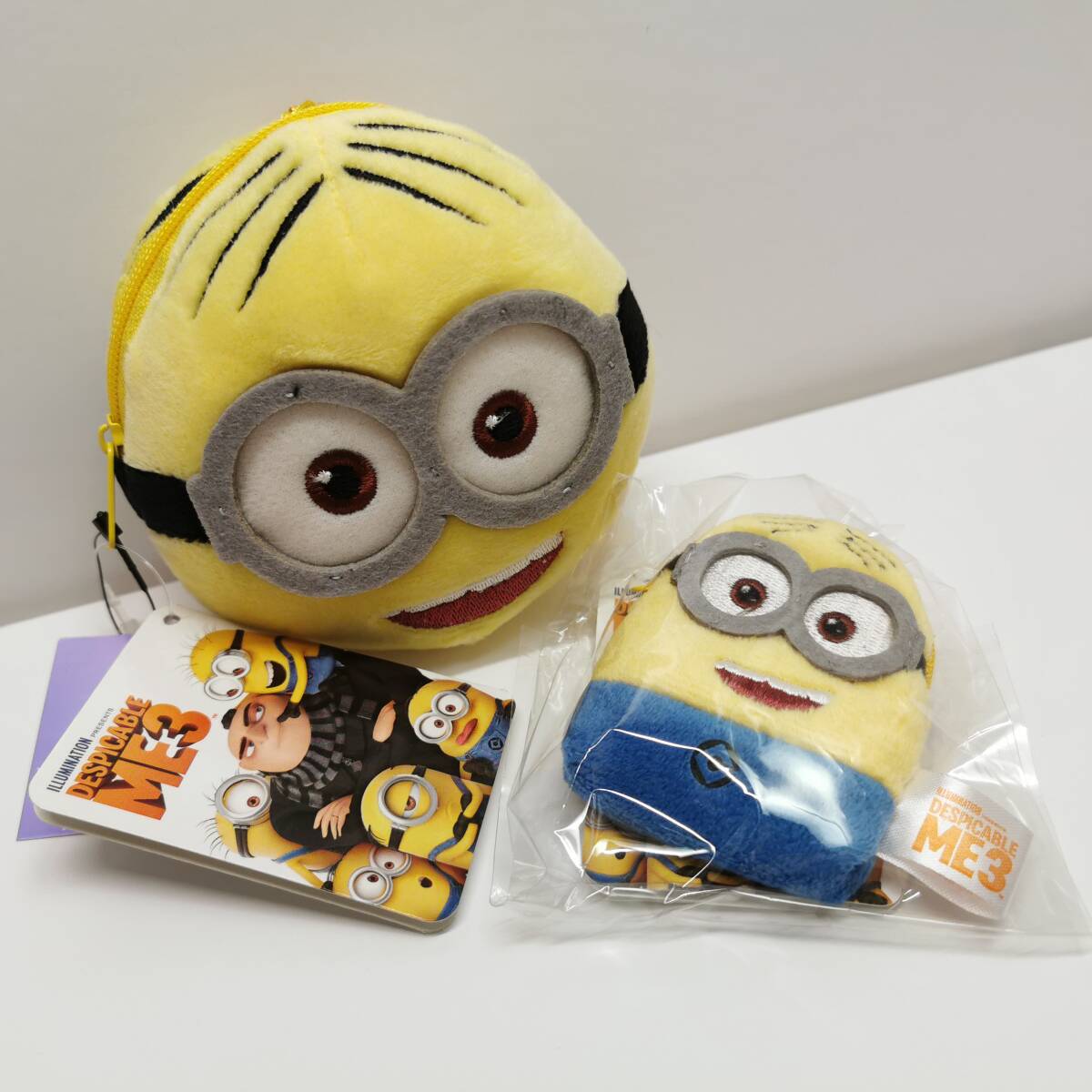 未使用タグ付◎ミニオンズ 小銭入れ 2点セット|もっちり小銭入れ(まん丸)&ミニコインケースII|公式ライセンス ふわふわ 手触り拍卖