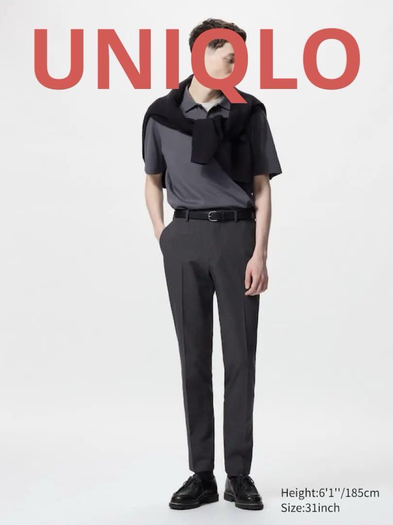 UNIQLO グレーパンツ ウエスト88cm メンズ 厚手 秋冬向け拍卖