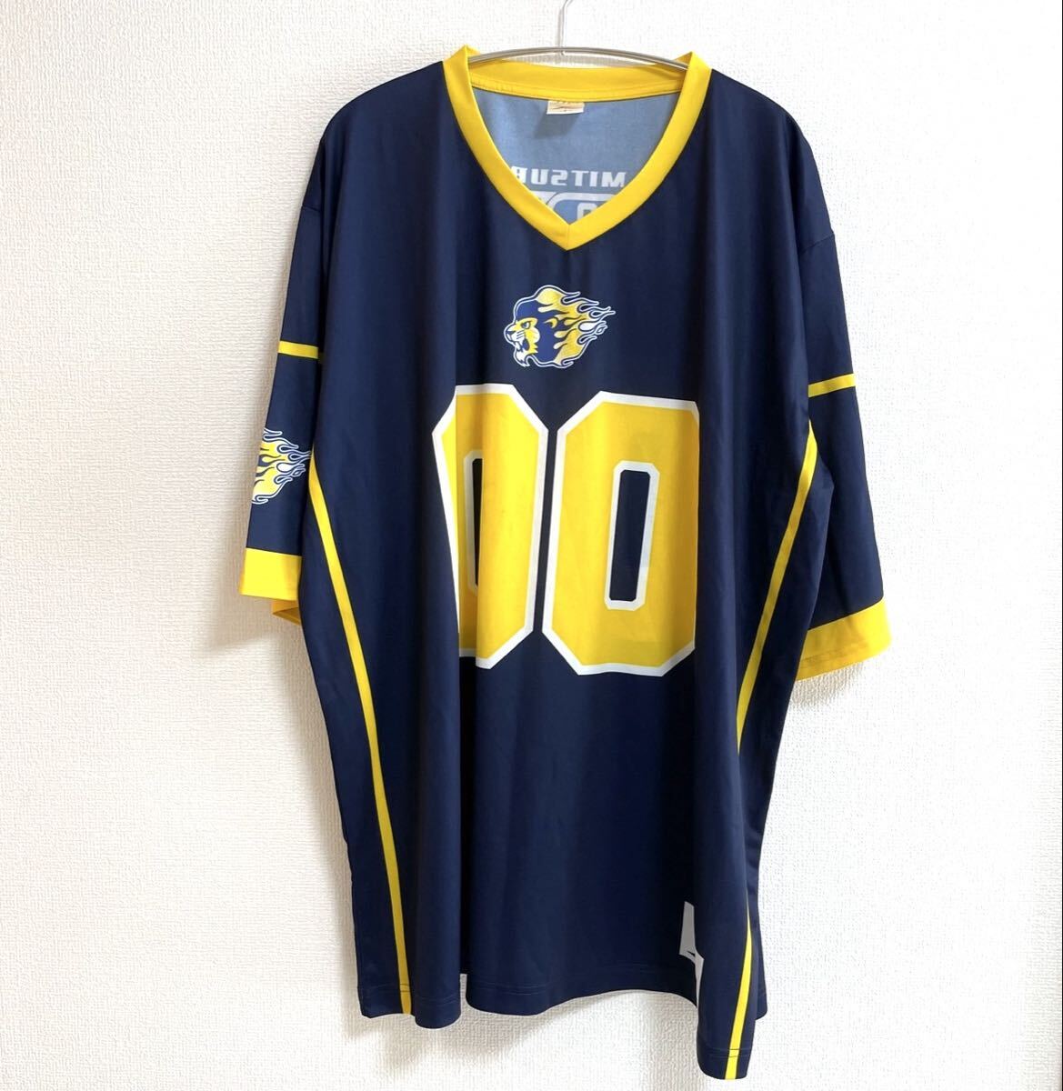 【美品】オール三菱ライオンズ 応援 ユニフォーム サイズフリー 紺 ネイビー 黄色 アメリカンフットボール 社会人 アメフト レア Xリーグ拍卖