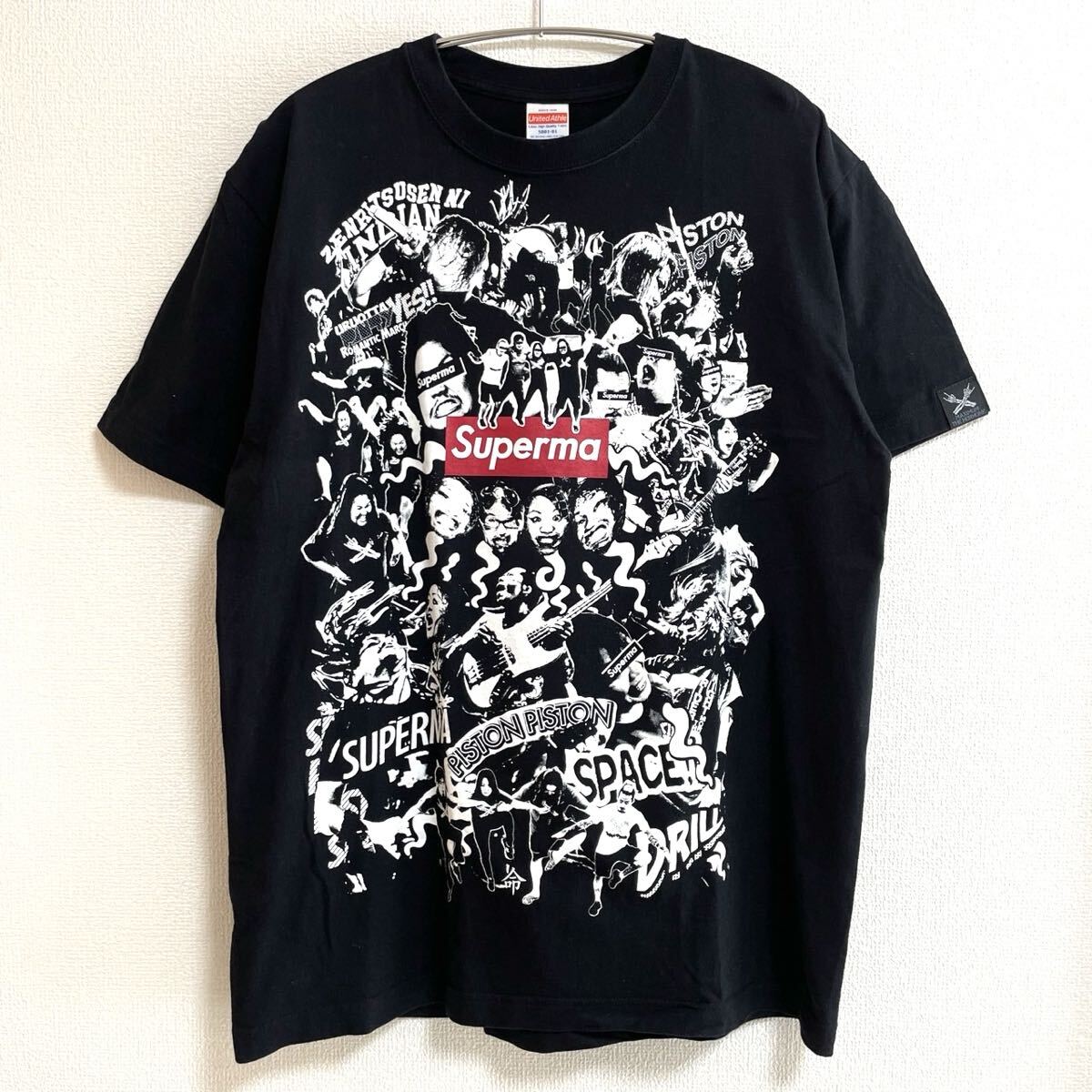 マキシマムザホルモン Superma スペルマ Tシャツ L ブラック 黒 ロック バンド グッズ 希少 限定 美品 Live UnitedAthle 半袖 ホルモン拍卖