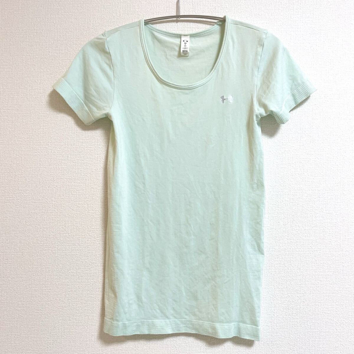 美品 | アンダーアーマー レディース S 半袖 Tシャツ HEATGEAR 吸汗速乾 ライトグリーン スポーツ トレーニング UNDER ARMOUR マリンブルー拍卖