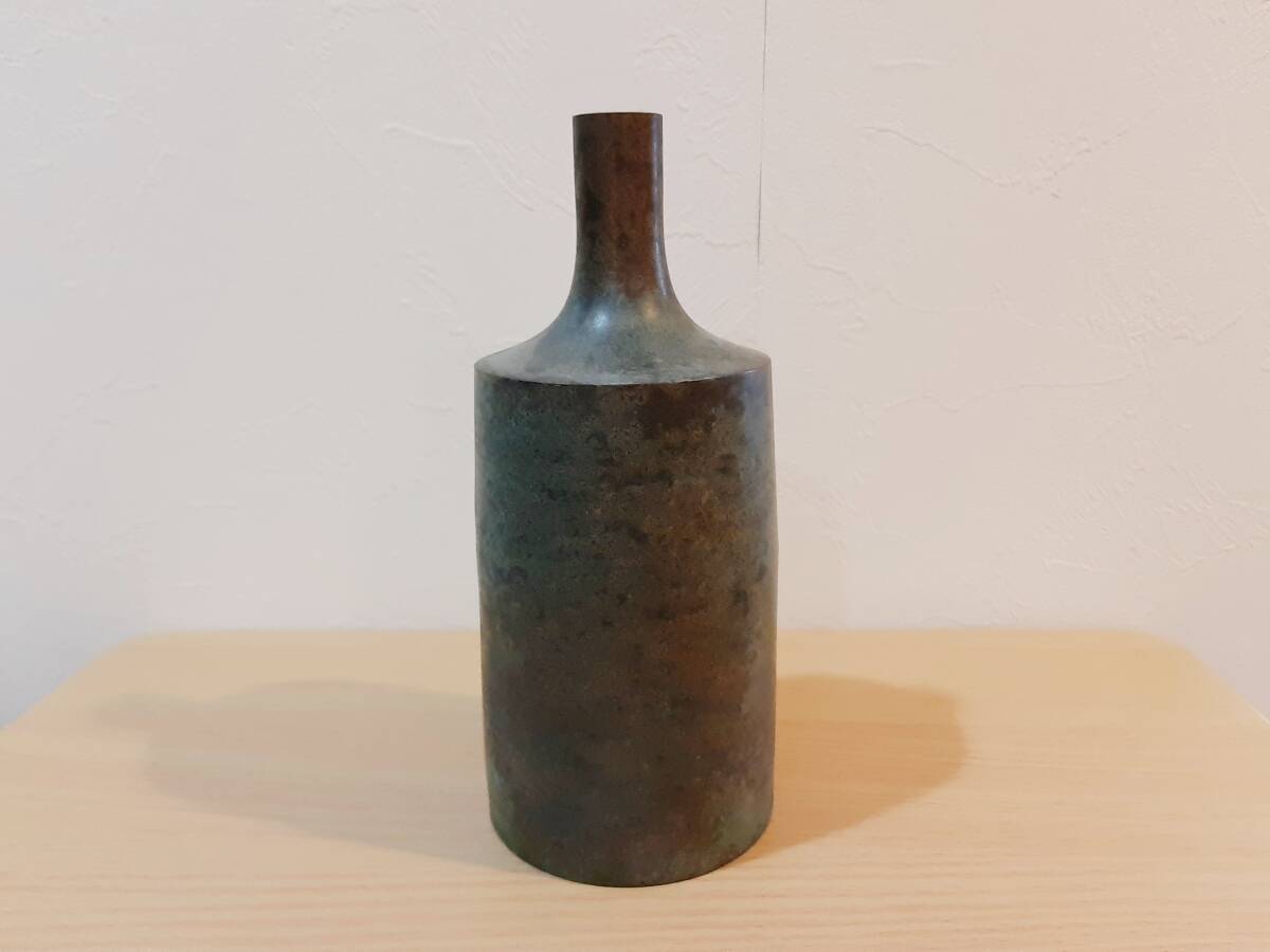 青銅 花入 一輪挿し 銅製 花瓶 花器 華道具 茶道具拍卖