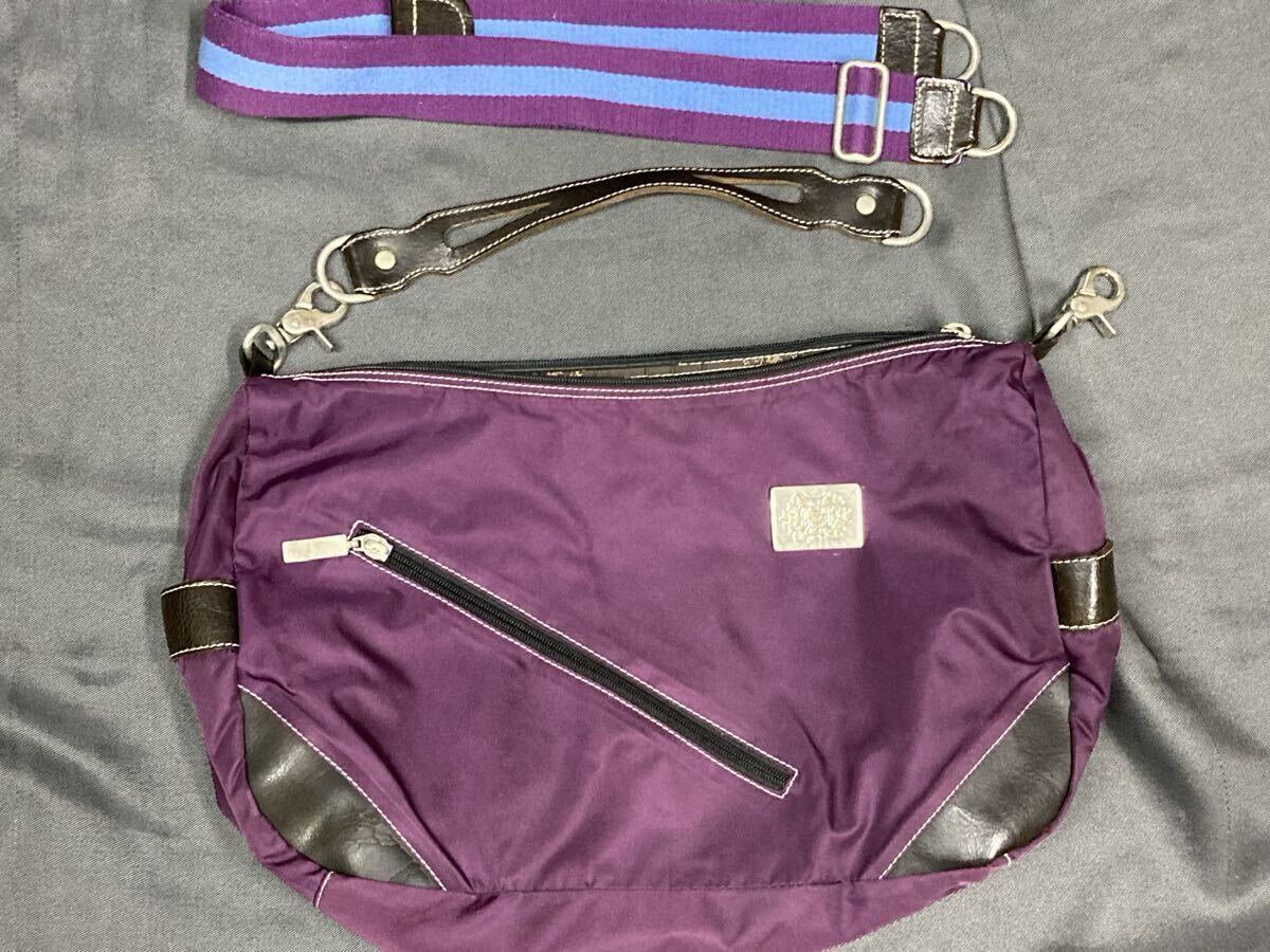 Orobianco オロビアンコ 2WAY ハンドバッグ ショルダーバッグ ナイロン素材 パープル 紫色 ファスナー開閉 メンズ かばん拍卖