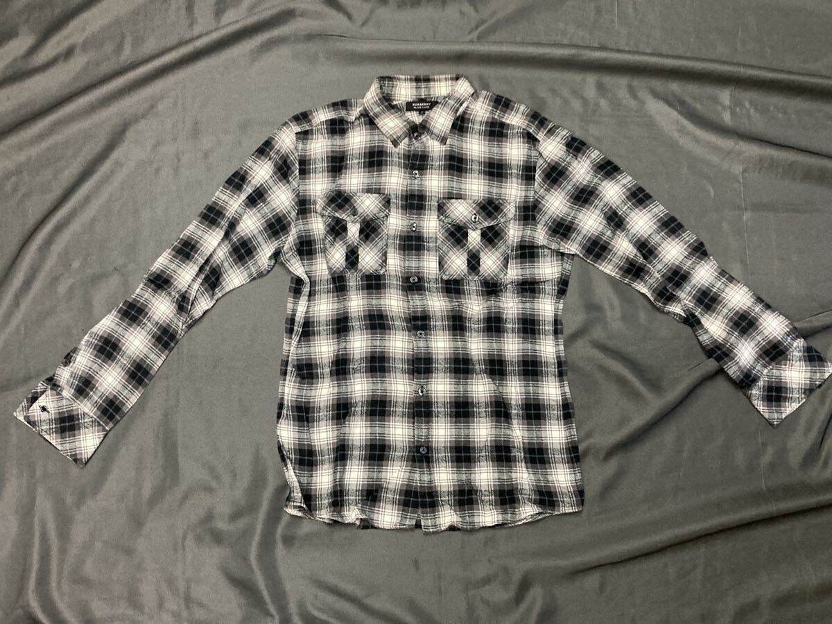 BURBERRY BLACK LABEL バーバリーブラックレーベル チェック柄 ブラック 黒 長袖シャツ サイズ:2拍卖
