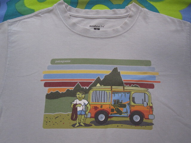patagonia パタゴニア メキシコ製 半袖Tシャツ サイズS ベージュ/プリント オーガニックコットン100 USEDキレイ 古着 キャンプ アウトドア拍卖