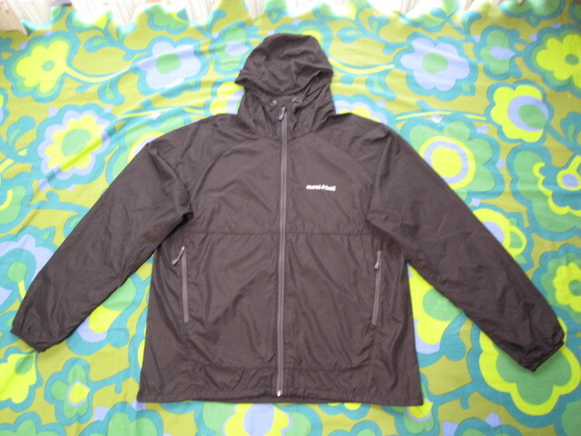 メンズL mont-bell モンベル ウインドブラストパーカー 1103242 ブラック キャンプ アウトドア 古着 ナイロン フルZIPパーカー拍卖