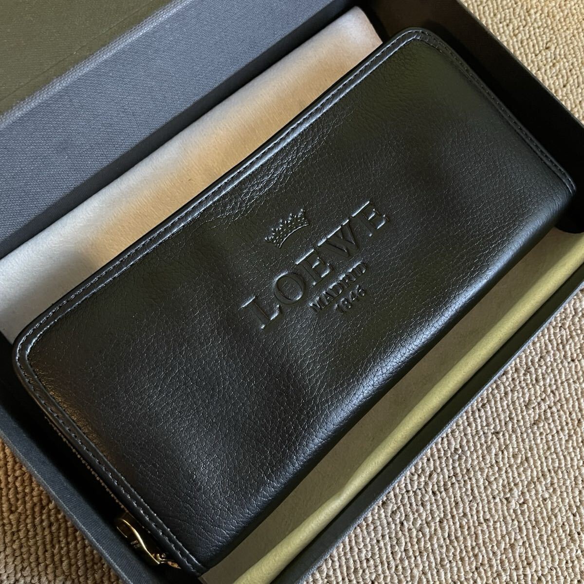 一円 美品 LOEWE ロエベ アマソナ ヘリテージ 長財布 ブラック ロングウォレット ウォレット レザー 財布拍卖