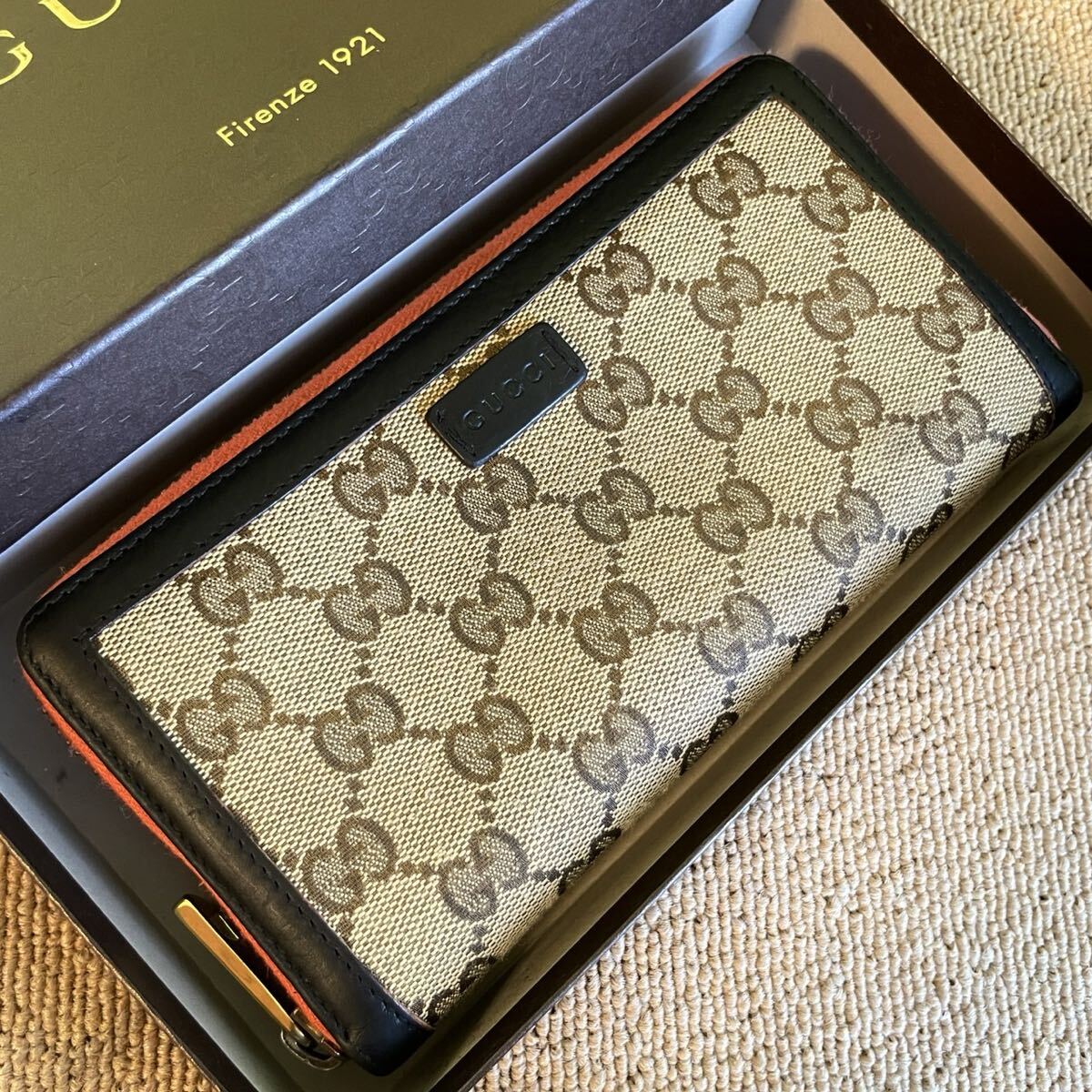 一円 極美品  GUCCI グッチ  スプリーム  シェリー  長財布  財布  レザー  ロングウォレット  ラウンドファスナー 拍卖