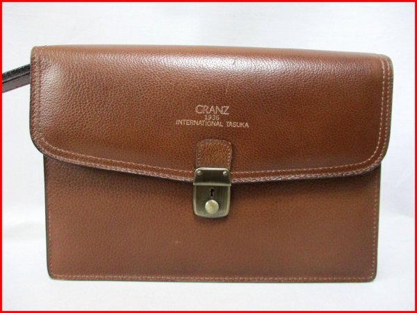 GRANZ/グランツ◇本革 2way セカンドバッグ クラッチバッグ BR ハンドストラップ付 鍵付き W26cm拍卖