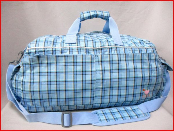ELLE/エル◇2wayボストンバッグ BL チェック柄 大容量 修学旅行 旅行 W55cm拍卖