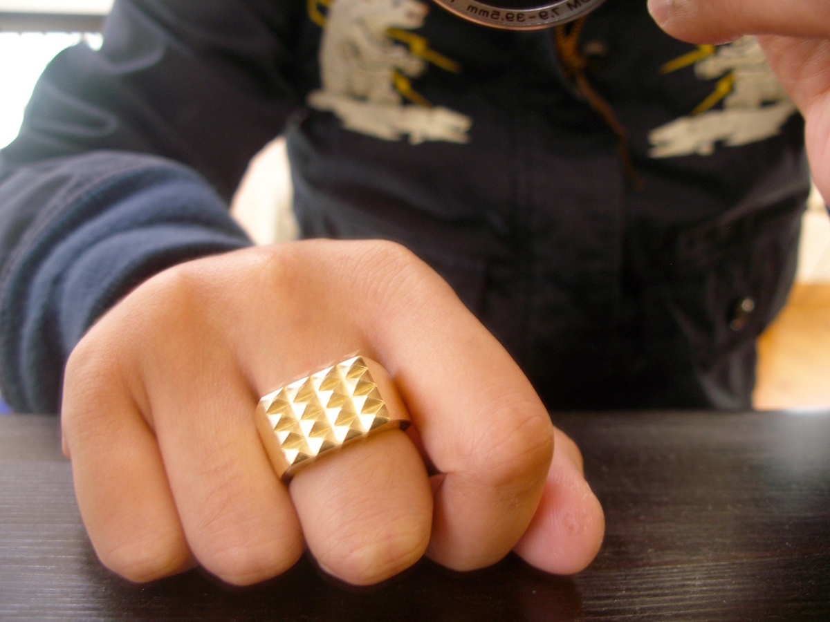 仁尾彫金 『ゴールド印台スタッズリング』ハンドメイド156拍卖