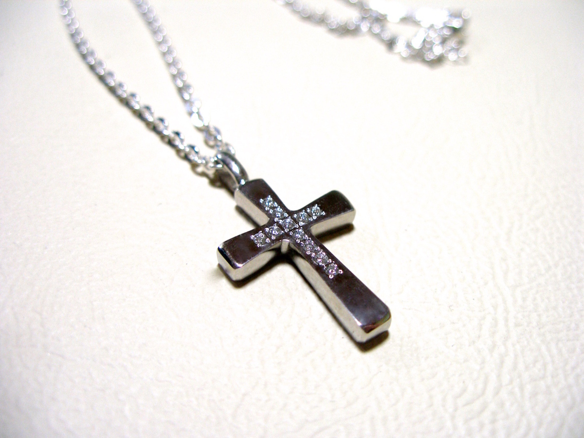 仁尾彫金『フラットプラチナダイヤクロス』ハンドメイド56拍卖