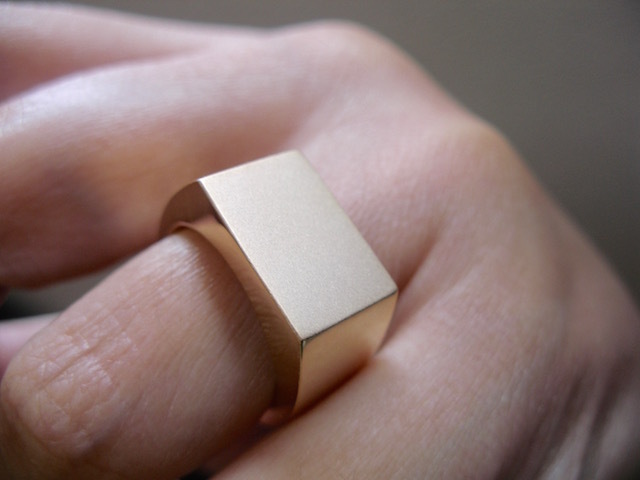 仁尾彫金『ゴールド印台リング2』ハンドメイド141b拍卖