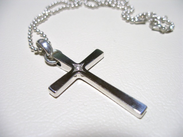 仁尾彫金『一つ星ダイヤシルバークロス』ハンドメイド420拍卖