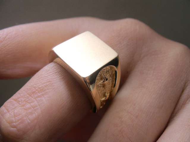 仁尾彫金『ゴールドギャラクシー印台リング』ハンドメイド136拍卖